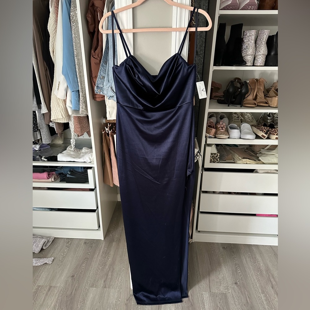 Windsor Lola High-Slit Satin Dress